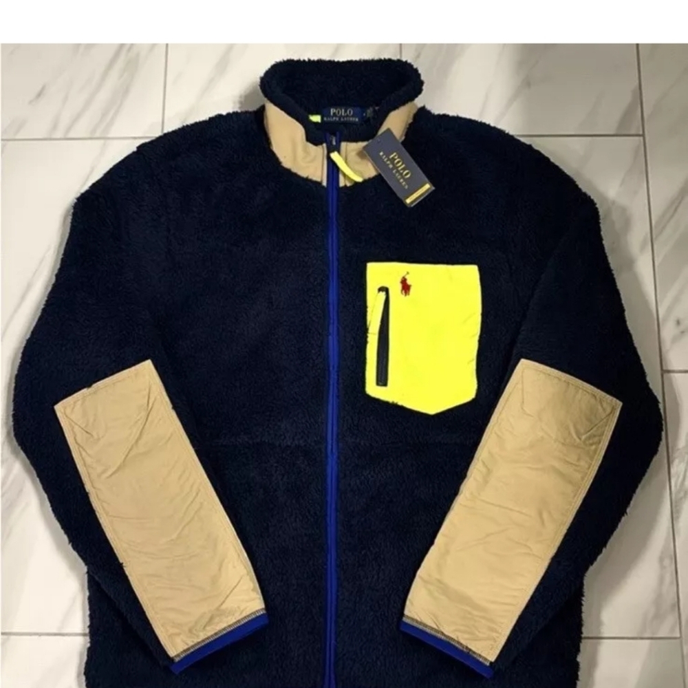 NEW W TAGS Polo Ralph Lauren Men's Sherpa Fleece Full Zip Jacket Navy Size XL